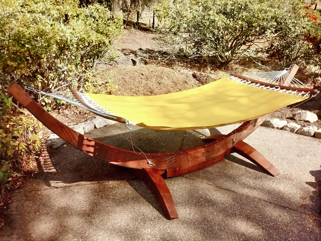 Redwood Hammock Stand, Custom Wood Outdoor Hammock